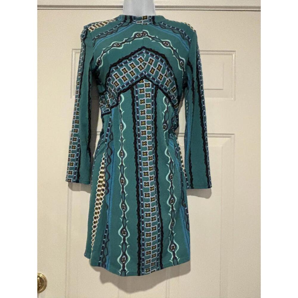 Womens sz S Free People green knee length dress boho #1161